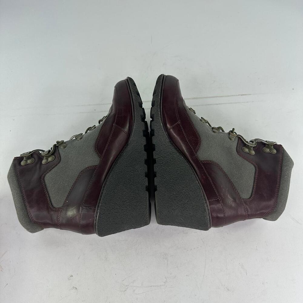 Timberland Amston Hiker Wedge Booties Sz 10 Womens Burgunday Leather Canvas Boot - Picture 9 of 13